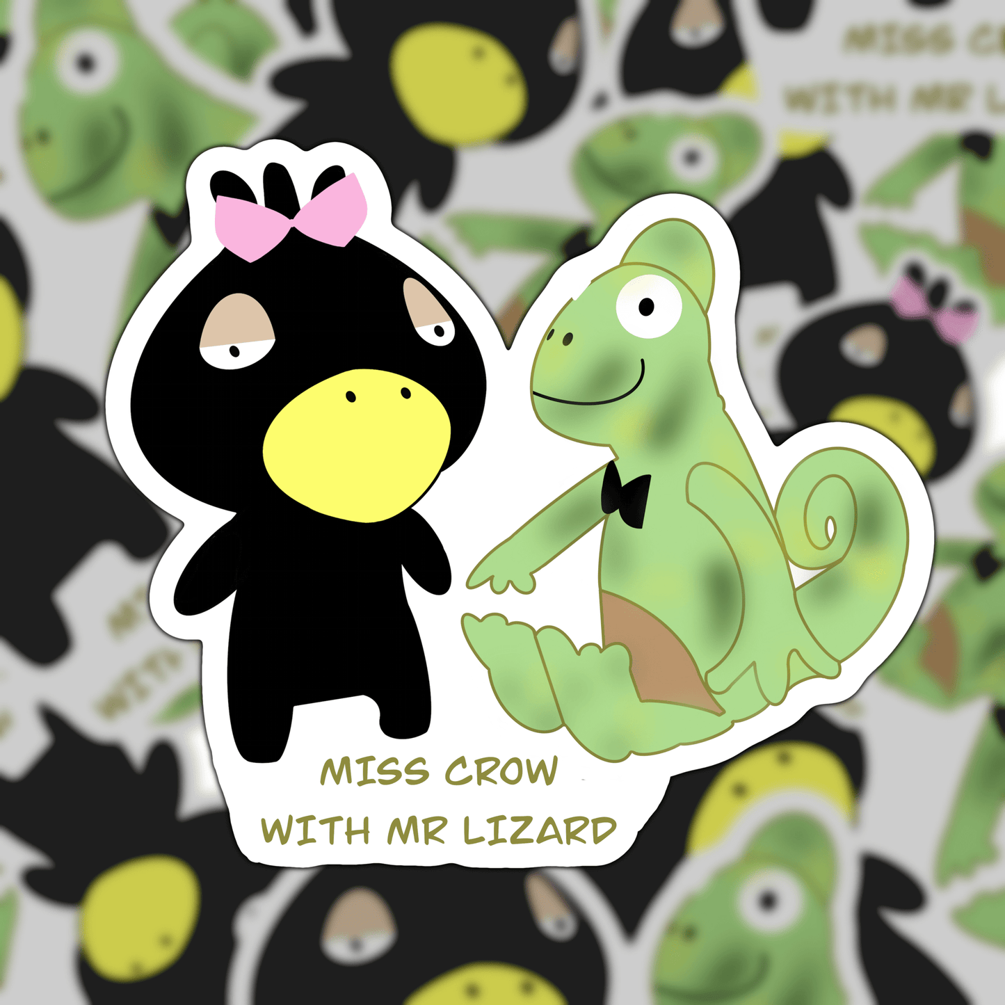 Miss Crow with Mr. Lizard Sticker